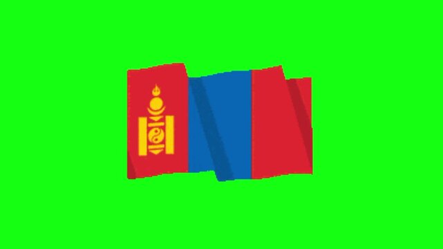 The Mongolia Flag Animation On Green Screen