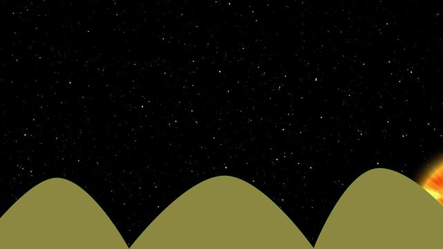 Space stars backdrops set a brilliant solar sun setting over rolling hills. Creative literacy educational channels gain an exceptional focal graphic. Cosmic horizons glow.