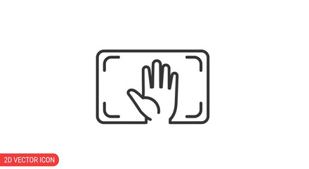 Obraz premium Hand scanning fingerprint on digital screen icon, security concept