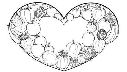 Naklejka premium Stylized Outline Strawberry with Green Leaves on White Background