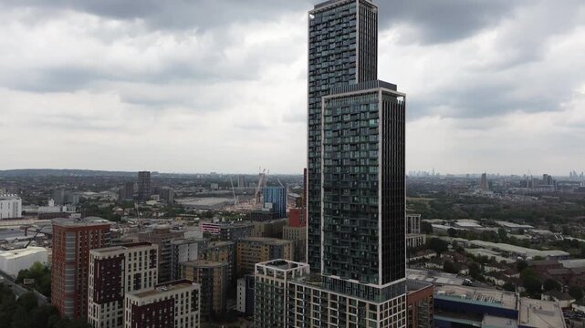 LONDON - Aerial view of North Acton high rise buildings - One West Point towers