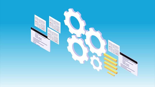 Robotic Process Automation RPA and Digital Document Processing 3d animation cartoon