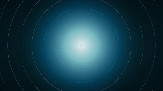 Abstract blue bokeh lights background, glowing soft particles on dark backdrop, ethereal shimmering light spheres for cinematic video overlays