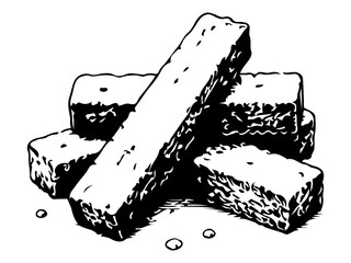 Obraz premium Hand Drawn Fried Bread Food Sketch Set