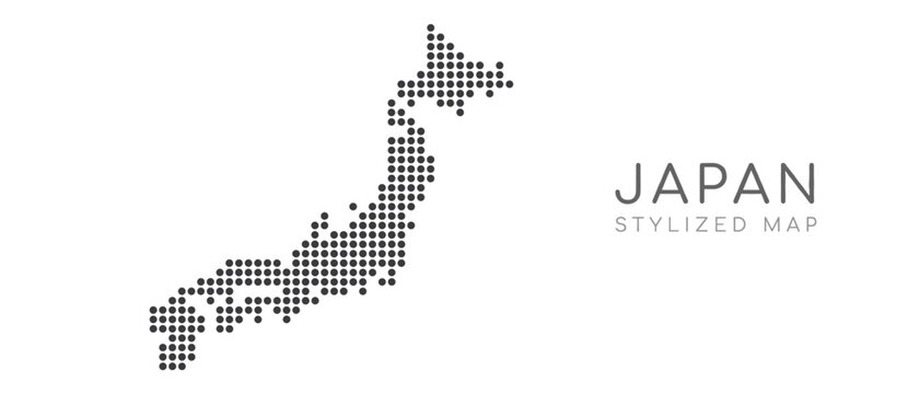 Stylized Map of Japan in Dots, Editable Vector Illustration Design