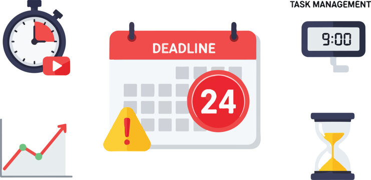 Task management and deadline countdown with stopwatch and clock