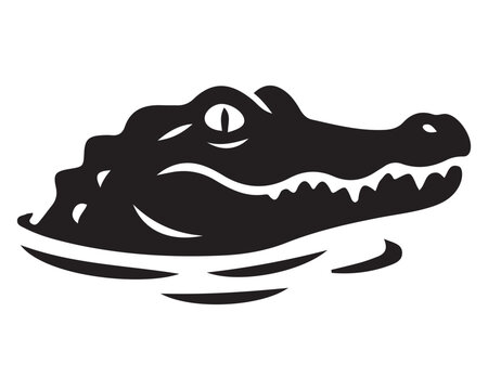 Alligator silhouette emerging from water with alligator crocodile wildlife