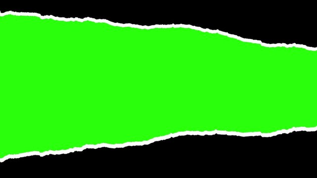 Seamless Torn Paper Edge Reveal Transition Background with Green Screen