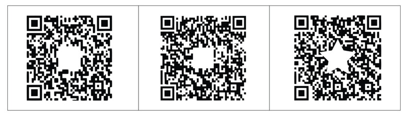 Fototapeta premium A series of three square images each containing a unique qr code design