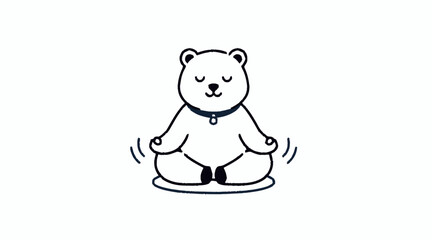 Fototapeta premium Polar bear in meditation pose line art illustration