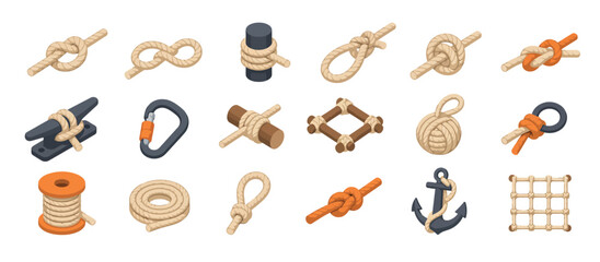 Collection of various nautical rope knots and accessories. © Kenn
