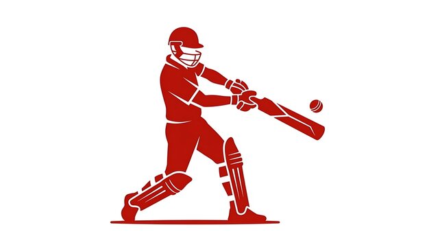 Cricket batsman hitting ball icon. Professional cricket player silhouette vector graphic.