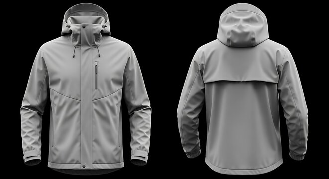 mockup of a light gray color rain jacket