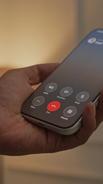 Person Receiving and Answering an Incoming Call on a Smartphone.