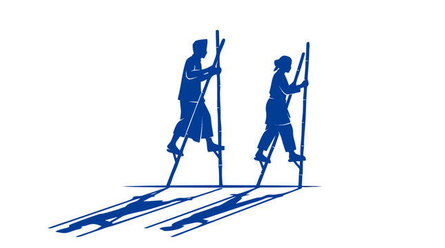 Indonesia Independence Day Egrang Bamboo Stilts Race Illustration