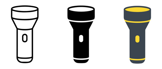 Flashlight icon set. Set of icons in various styles on a white background © Roman