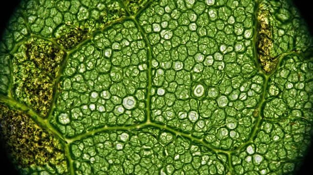 Microscopic Exploration: Revealing the Intricate Details of a Green Leaf's Structure and Cellular Composition