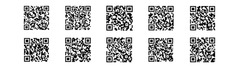 Fototapeta premium An arrangement of multiple black and white square quick response codes on a white background