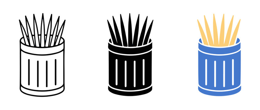 Toothpick icon set. Set of icons in various styles on a white background