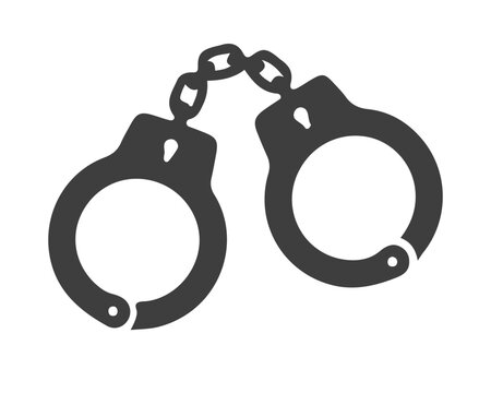 Metal handcuffs icon representing security law enforcement and imprisonment