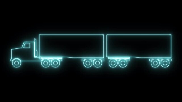 Truck neon icon 4K video animation