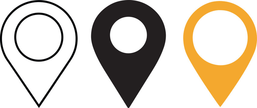 Location Pin Vector Icon Set In Outline Solid And Colored Styles