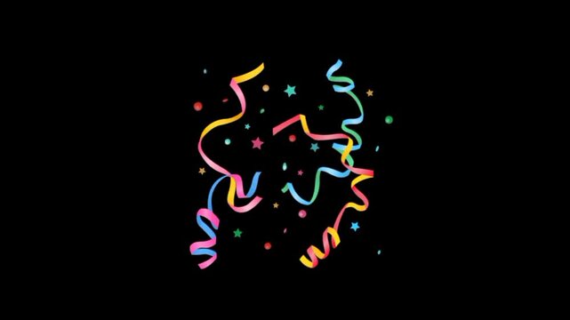 Confetti celebration object 3d icon. Ribbon for birthday party animation