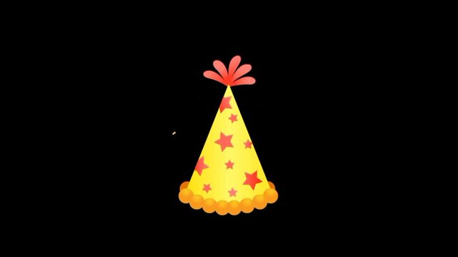 Birthday cone hat 3d icon. Cap for celebration and party animation