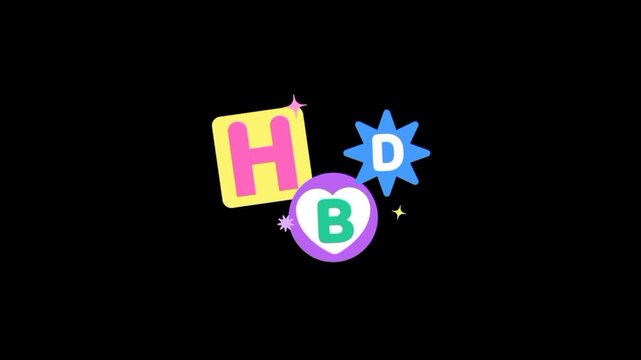 Happy birthday HBD wish for celebration and greetings text animation