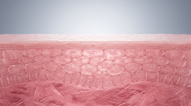 Human skin cross section showing epidermis and dermis layers.