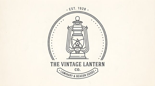 Retro badge logo featuring a classic kerosene lantern with decorative circular border and vintage typography. Suitable for outdoor brands, camping equipment, heritage businesses, adventure, and rustic