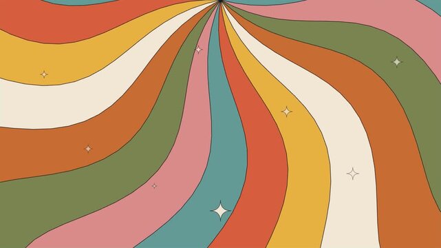 Groovy Vintage 1970s Style Wavy Sunburst Background for Nostalgic Creative Projects 4k video