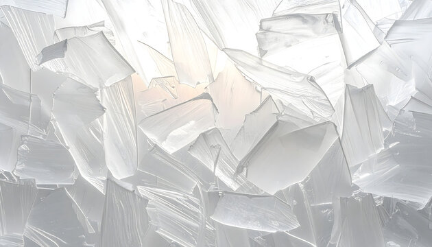 Translucent recycled plastic panel texture made of compressed clear and frosted flakes