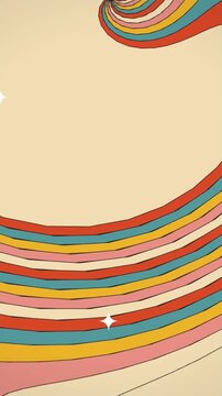 Retro Groovy Rainbow Waves Abstract Background for Vertical Social Media Loop 4k video
