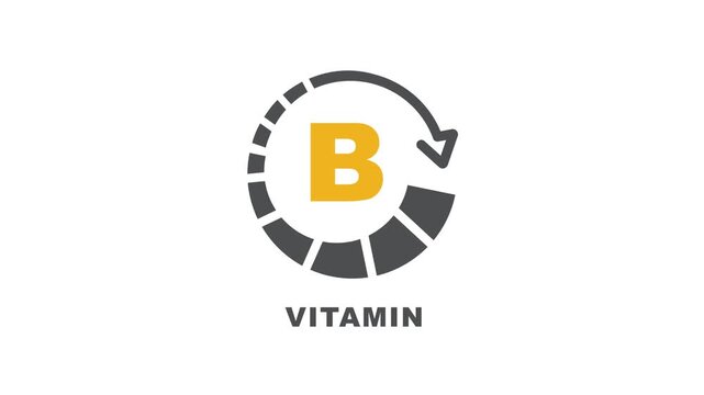 Gold colored vitamin B complex - icon, vector, video.