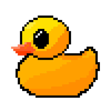 Pixel Rubber Duck Toy Illustration.