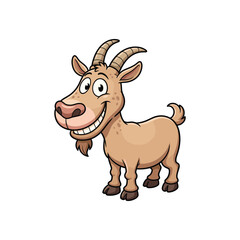 Obraz premium Cute Cartoon Goat Character Smiling Farm Animal Mascot Vector Illustration EPS