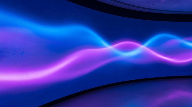 Abstract Neon Light Waves in Modern Digital Art Installation