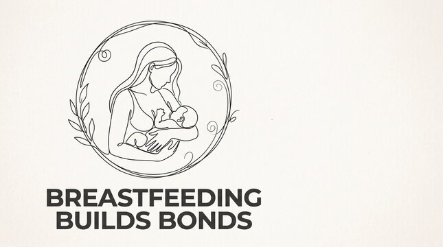 Breastfeeding builds bonds minimalist circle illustration with breastfeeding