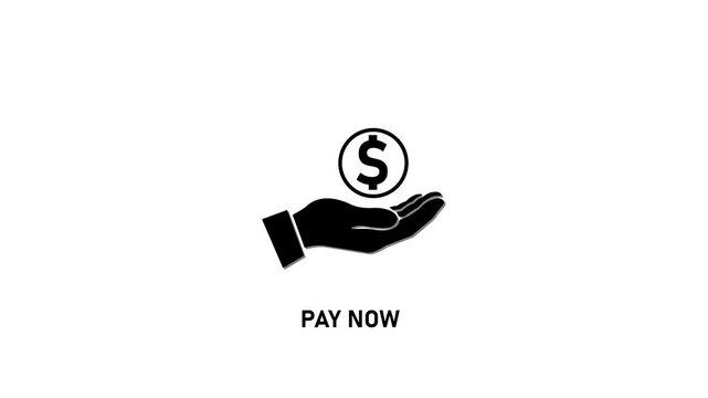 Pay now button with dollar sign animation, fast transaction, online payment concept digital payment