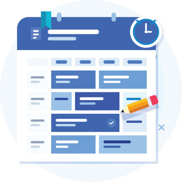 Weekly schedule for school classes icon flat blue style