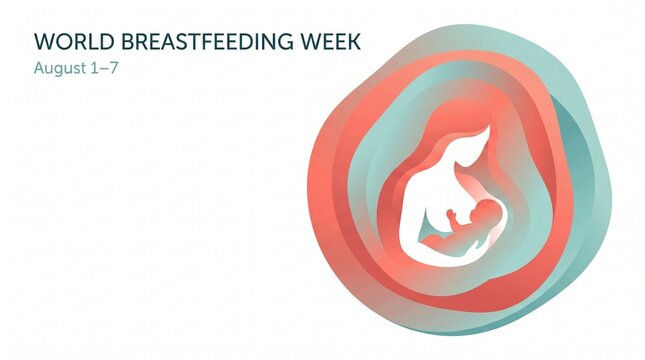 World breastfeeding week awareness illustration with minimalist mother and child