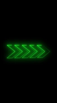 Chevron arrows animation with green neon Chevron arrows digital forward motion Chevron arrows technology direction graphic on black background for navigation