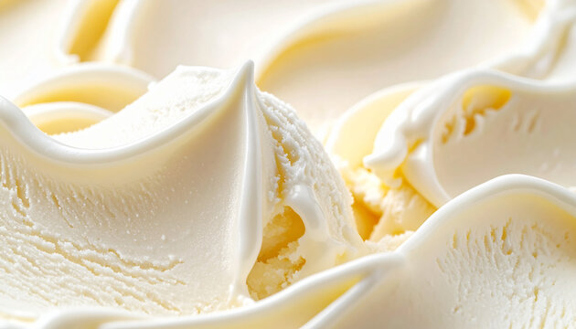 なめらかでクリーミーなバニラアイス表面の極端なマクロテクスチャ
Extreme macro of a smooth and creamy vanilla ice cream surface