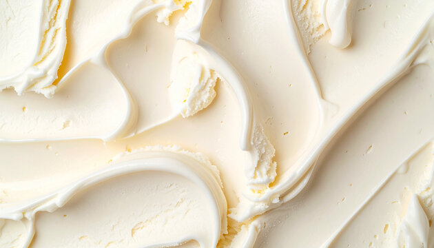 クリーミーなバニラアイスが広がる俯瞰テクスチャ
Top view of creamy vanilla ice cream texture filling the frame with copy space