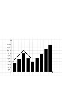Bar chart animation on black grid Bar chart digital financial data Bar chart business analytics visualization graphic for corporate reports