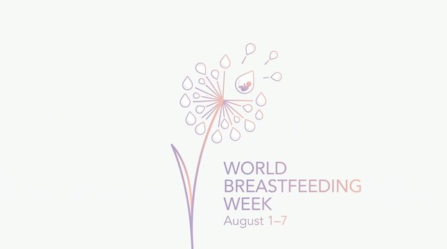 Minimalist dandelion floral design for world breastfeeding week august awareness