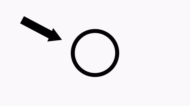 Highlight arrow pointing Symbolizing Attention, Error, or Important Notification with Alpha Channel in 4K.Animated Red circle spotted with arrow on transparent background..Red circle revel loop video