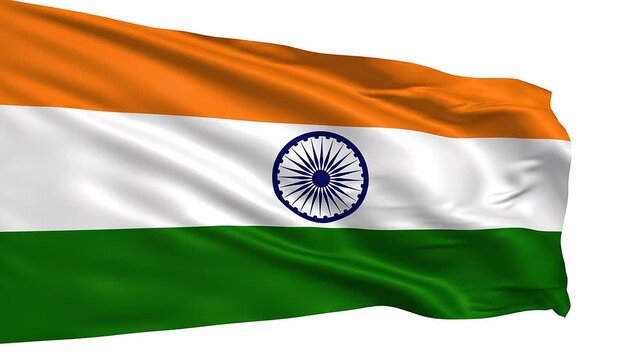 Abstract Flowing Indian National Flag Website Banner Animation with Ashoka Chakra and Elegant Tricolor Waves