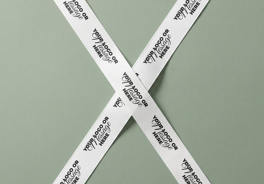 White Ribbons Fabric Crossing Branding Mockup